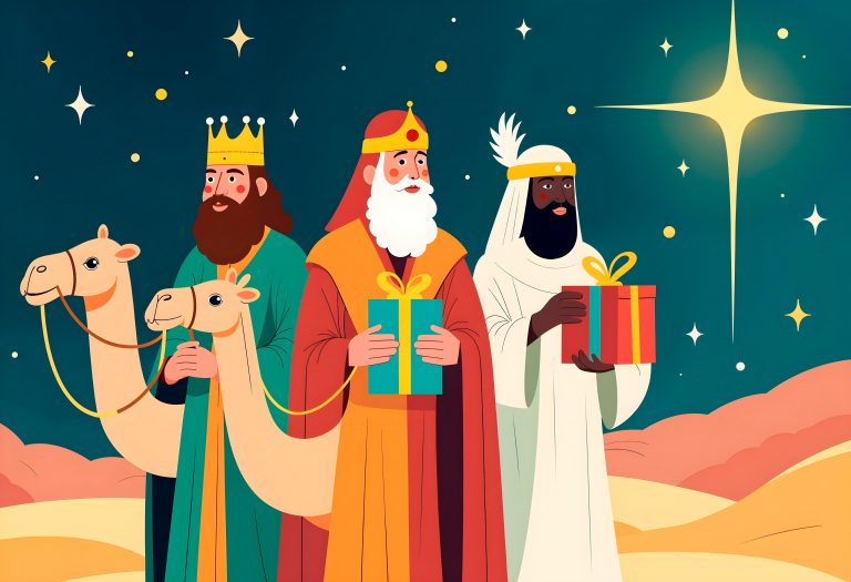 ilustracion de los 3 reyes magos de oriente
